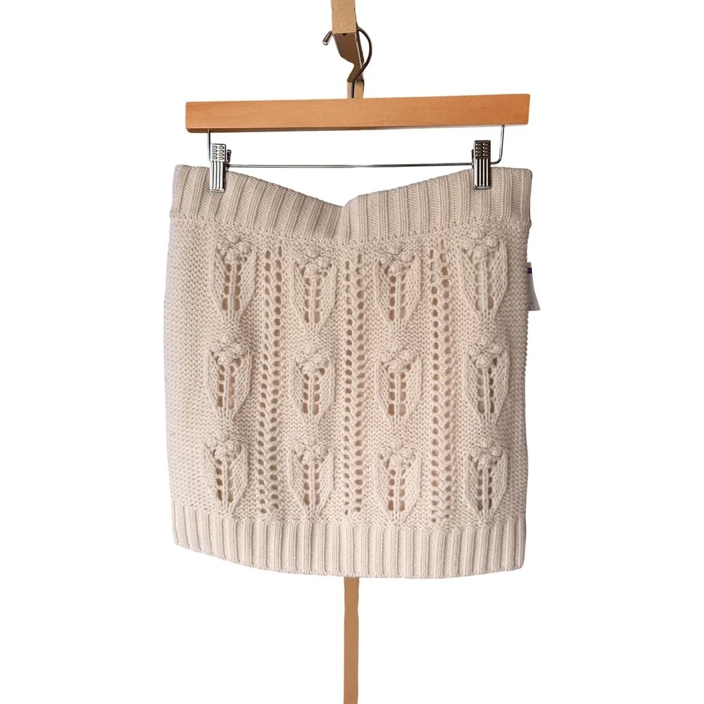 Splendid‎ Collection Cream Cable Knit Mini Skirt L G G RF4A920